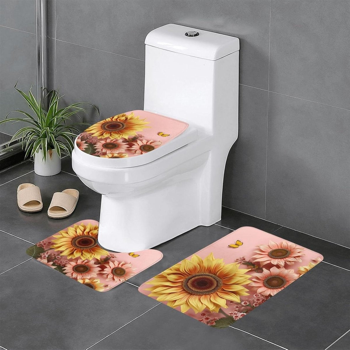 3-delige witte antislip badmat set voor in de badkamer