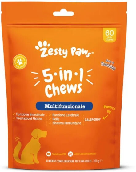 Health And Happiness Zesty Paws 5-In-1 Chews Al Tacchino 60 Chews