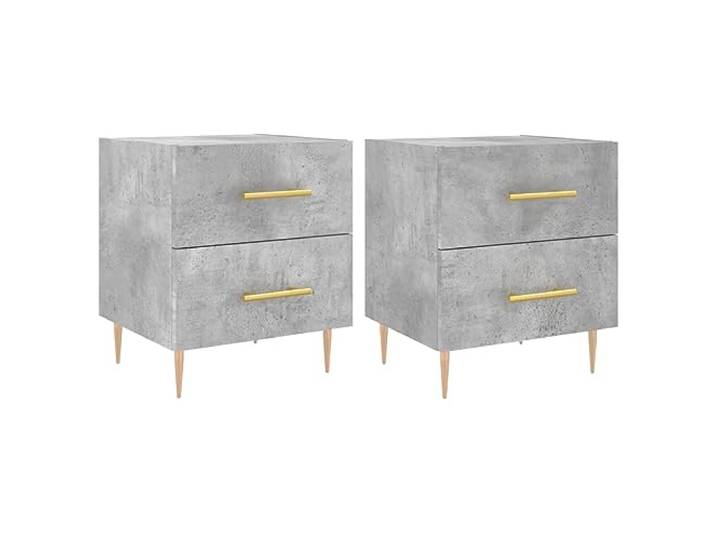 fsahslih Nachttisch 2er Set Betongrau 40x35x47,5 cm Holzwerkstoff Moderne Nachtkommode mit Schublade und Metallfüßen für Schlafzimmer, 2er Set Beistelltisch aus Holzwerkstoff.