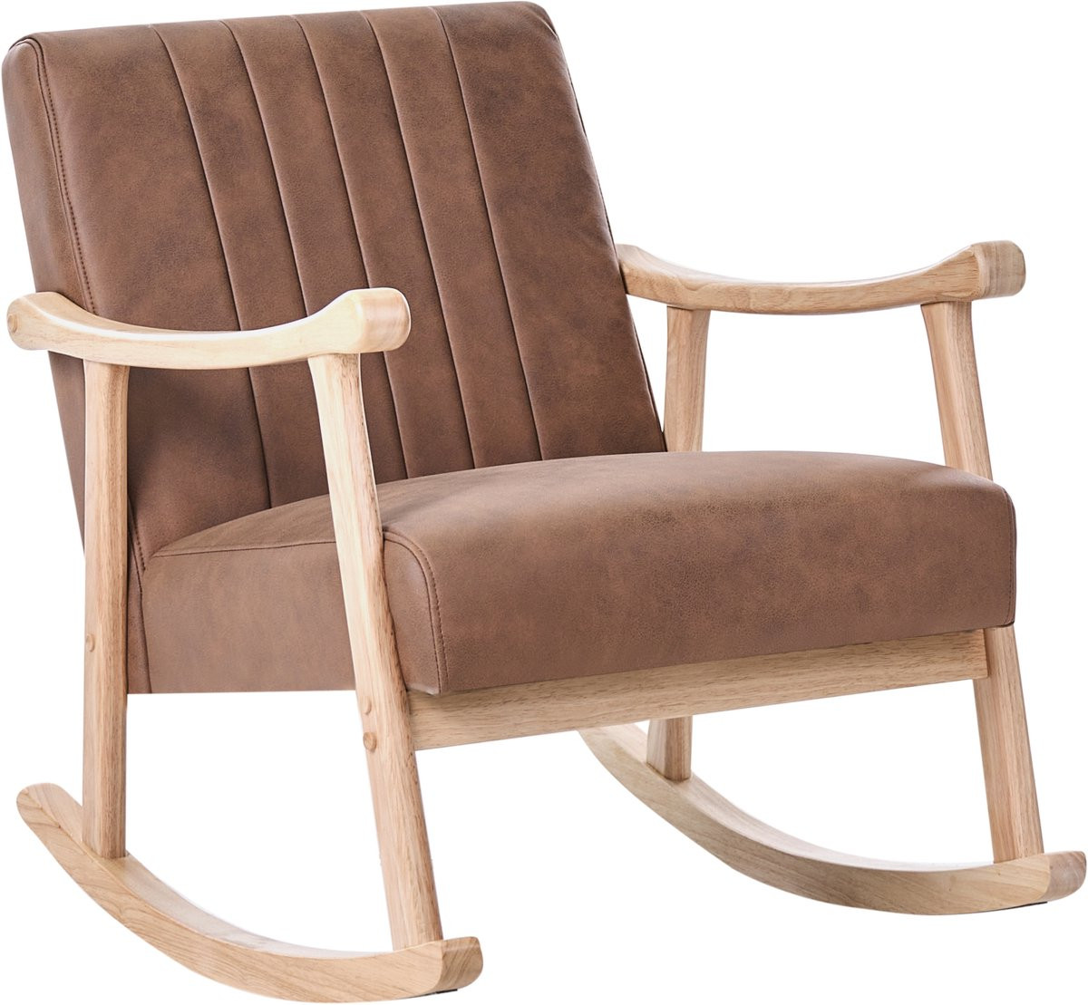 Beliani LEKNES Schommelstoel Retro Bruin Kunstleer