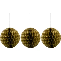 HDOrb Weihnachtsbaumschmuck, groß, gold, 3 St.