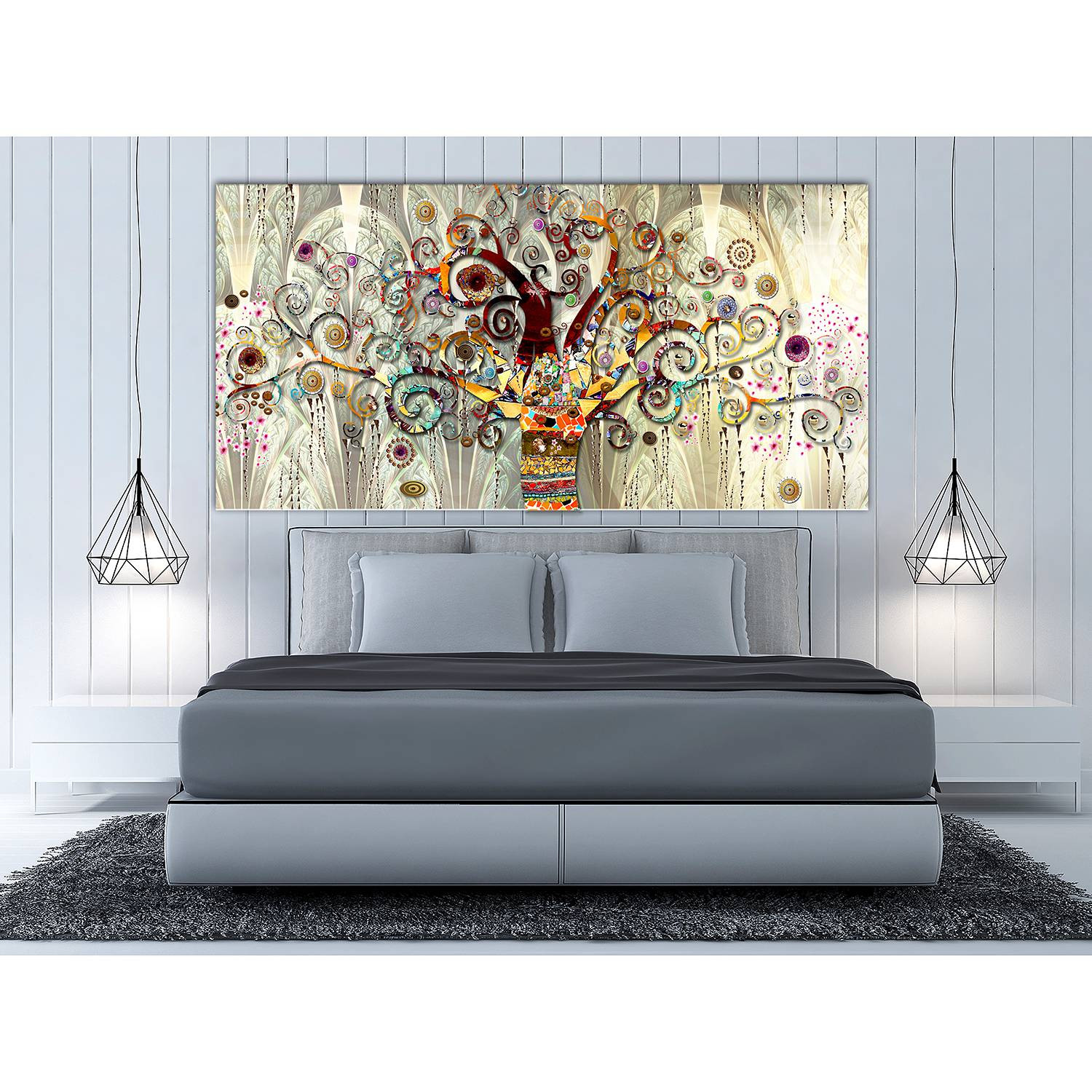 home24 Tree of Life linnen wanddecoratie multicolor 120 x 60 cm