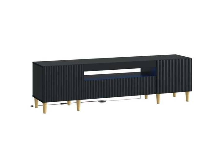 Elégance - Chic Support TV - Meuble HIFI - Meuble TV LED ARNHEM - 153x35x43cm - Noir - Bois d'ingénierie_0632833