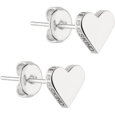 Paar Ohrstecker LIEBESKIND BERLIN "Schmuck Geschenk Edelstahl Ohrringe Herz", silber (silberfarben), Ohrringe, Damen, Edelstahl