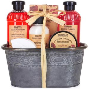 BRUBAKER Geschenkset Cosmetics Garden Flowers, Bade- und Dusch-Set Mohnblumen, 7-teilig