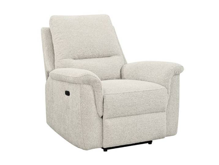 Fauteuil relax électrique en tissu doux beige – LEONIE Meubletmoi