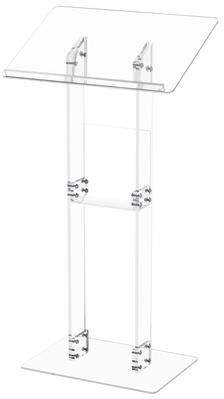 FATIVO Clear Acrylic Presentation Lectern Pulpits Transparent Podium Stand with Tilted Wide Top and Shelf