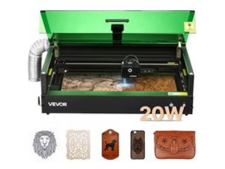 VEVOR Lasergravierer, 20 W, Lasergravur- & Schneidemaschine mit integrierter Kamera, Laserschneider, 36.000 mm/min, Arbeitsbereich 50 x 32 cm, für Holz, Leder, Glas, Papier, bestimmte Metalle, Klasse 1