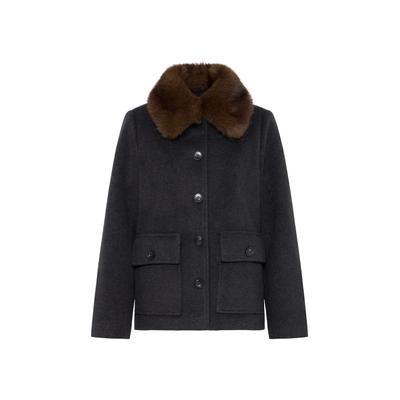 Outdoorjacke B.YOUNG "Damen Übergangsjacke BYBECILA", Damen, Gr. 36, grau (dunkelgrau melange), Obermaterial: 90% Polyester PES. 10% Wolle mw., Jacken Outdoorjacke
