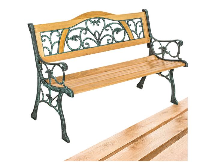 Tuinbank Kathi 2-zitter van hout en gietijzer 124x60x83cm - bruin
