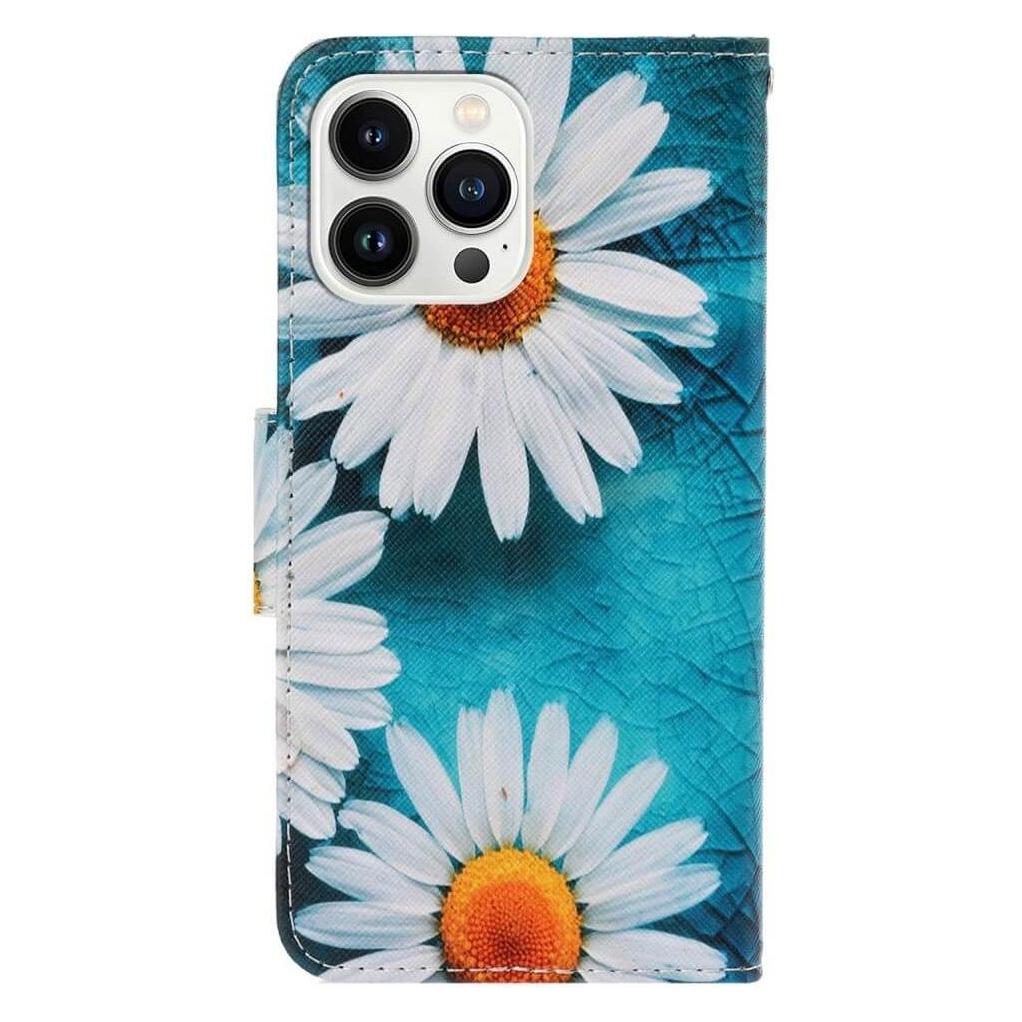 Cover-Discount iPhone 15 Pro - Leder Etui Hülle Margeriten (Apple iPhone 15 Pro) (660149627B)