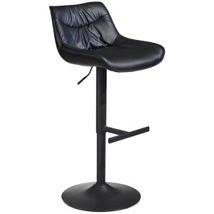 Wohnling Barhocker WL7.005, drehbar mit Lehne, 64-84cm Sitzhöhe, Kunstleder, schwarz