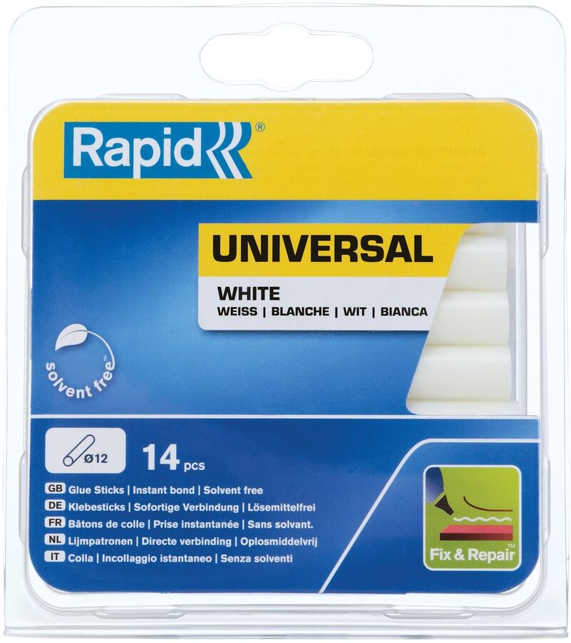Isaberg Rapid AB Rapid 12 mm Klebesticks universal weiß, kurz, 14 Klebesticks