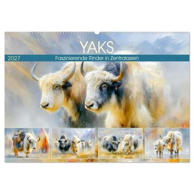 Yaks. Faszinierende Rinder in Zentralasien (Wandkalender 2027 DIN A2 quer), CALVENDO Monatskalender