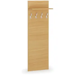 Garderobenwand HORIZONT, 4 Kleiderhaken, Ablage, Holzstruktur horizontal, Buche