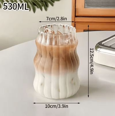 Inspire Picks INS Style Transparent Glass Coffee Mug Heat Resistant Ripple Tumbler For Cocktails And Beverages 1 To 2 PCS s3 530ml