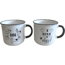 Tassenset Dogs Schwarz/Weiß 2-teilig