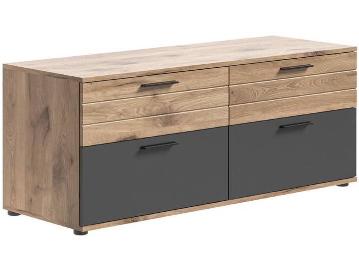 Newroom Lowboard Eiche 130 cm, TV Lowboard Eiche Basalt Grau Industrial TV Schrank Fernsehtisch Wo...