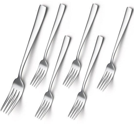 Unyqoos 6-delige set moderne ergonomische tafelvorken van roestvrij staal