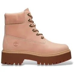 Timberland für Damen. TB0A5THXA8M1 Rosa Lederstiefel von Stone Street (37), Wohnung, Schnürsenkel, Lässig
