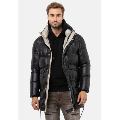 Winterjacke CIPO & BAXX "Jacke", Herren, Gr. L, schwarz, Stoff, 100% Nylon, unifarben, regular fit normal, Jacken Winterjacke, mit seitlichen Schlitzen