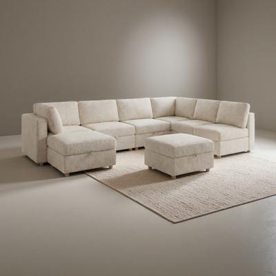 ZWYO HOSIMU "132"" Modular Sectional Sofa with 8 Independent Seats and Hidden Storage Compartments for Living Room"