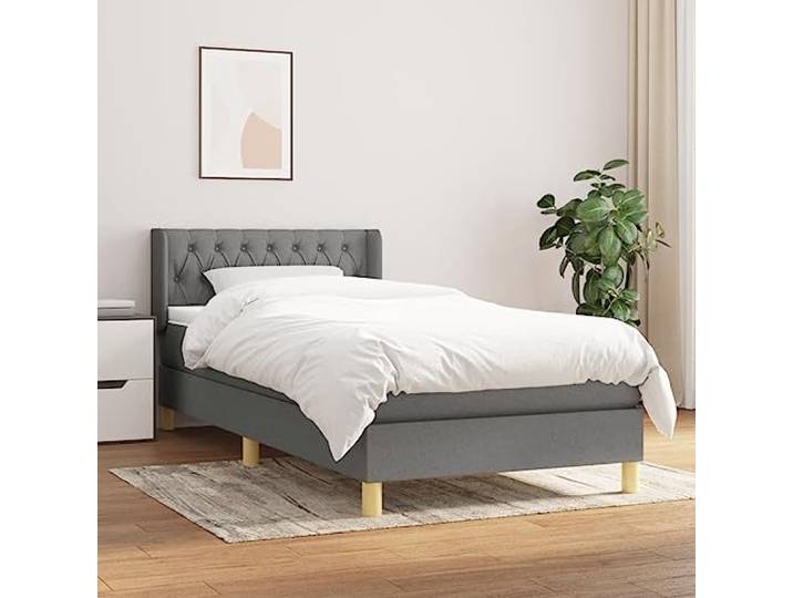 RJPLMFV Lattenrost, Stoff, Dunkelgrau, 90 x 190 cm, mit verstellbarem Kopfteil
