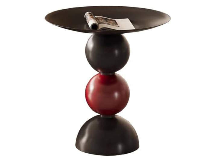 ROHCGHC Beistelltisch, Runder Beistelltisch, Nachttisch aus Metall, klein(/Red Black)
