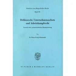 Deliktsrecht, Unternehmensschutz und Arbeitskampfrecht., Fachbücher von Heinz-Georg Schwitanski