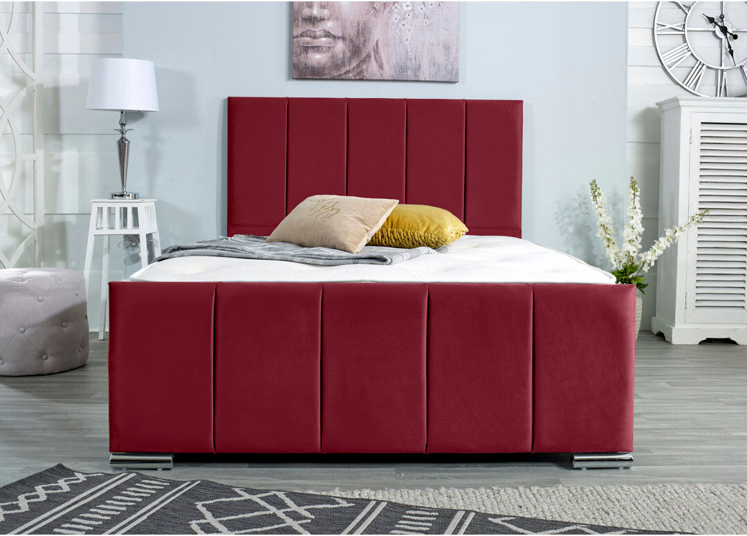 Wayfair Sleep Rossing Upholstered Bed Frame Maroon Kingsize (5')