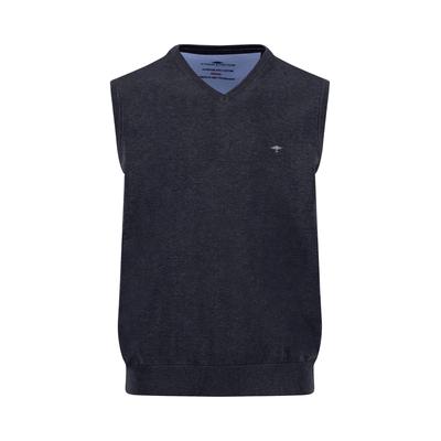 Strickweste FYNCH-HATTON, Herren, Gr. 3XL, blau (navy), Strick, Obermaterial: 100% Baumwolle, meliert, unifarben, regular fit hüftbedeckend, V-Ausschnitt, Westen Strickweste, Strick-Pullunder mit V-Ausschnitt
