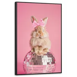 LEINWAND Bilder mit Rahmen - Schleife - Discoball - Kaninchen - 60x90