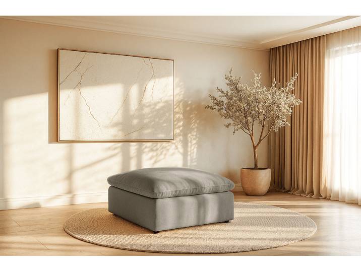 Polsterhocker GOODPRODUCT Venslev , beige, B:90cm H:46cm T:90cm, 100% PES, Hocker, Polsterhocker, schöne Ergänzung für das Sofa