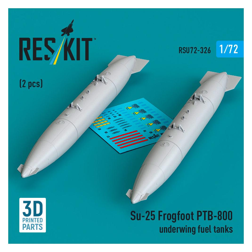 ResKit Su-25 Frogfoot PTB-800 underwing fuel tanks (2 pcs) (3D Printed) (RSU72-0326)