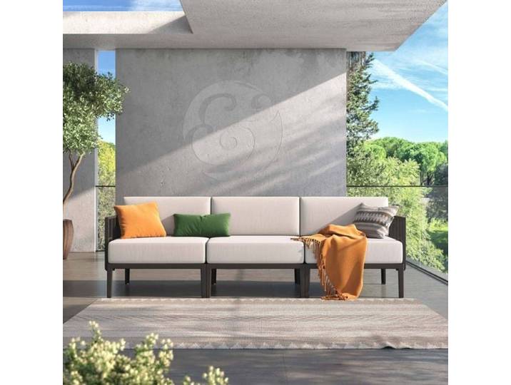 Gaber Engels Kit 3 Diningsofa Kunststoff/Mischgewebe Dunkelgrau Hellgrau