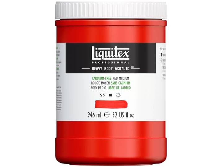 Liquitex 4413894 Professional Heavy Body Acrylfarbe in Künstlerqualität mit ausgezeichneter Lichtechtheit in buttriger Konsistenz, 946ml Topf - Kadmiumfrei Rot mittel