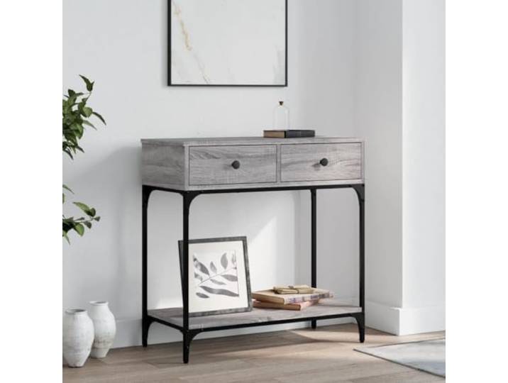 Konsolentisch Grau Sonoma 75x34,5x75 cm Holzwerkstoff mit Metallgestell Holzwerkstoff, Metallgestell, Schubladen, Ablage, Flur, Wohnzimmer, Wandhalterung