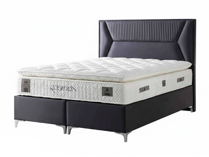 Xlmoebel Boxspringbett Schwarzes Bett mit Matratze und Stauraum im modernen Stil (Boxspringbett mit Matratze), Made in Europa