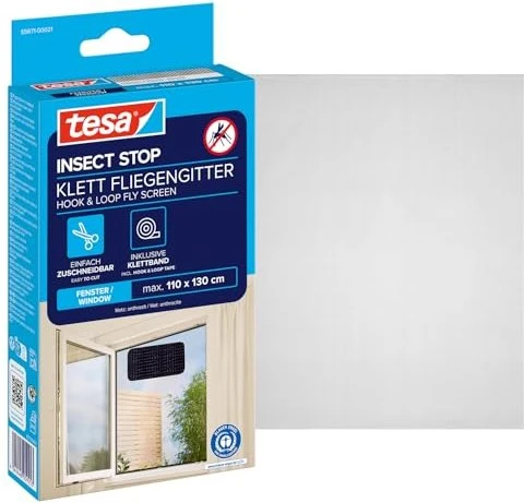 Tesa Fliegengitter Standard Klettband 1,1x1,3m anthrazit