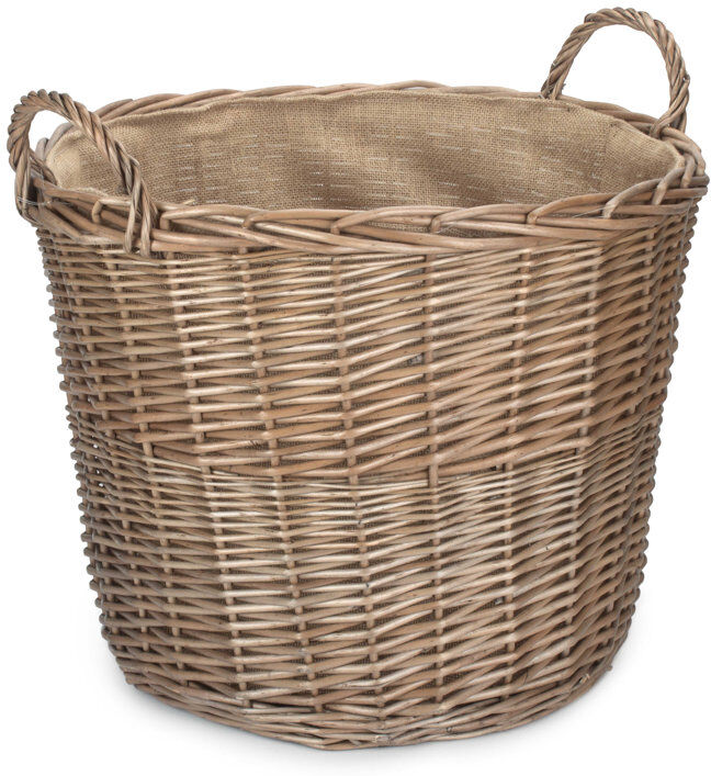 Lily Manor Wickers Chestnut Wash Round Log or Storage Basket Chestnut Wash 49cm H x 51cm W x 51cm D