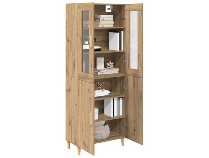 KTHLBRH Sideboard Eiche handwerklich 69,5 x 34 x 180 cm Technisches Holz und Glas, 4 Einlegeböden, 4 Türen, viel Stauraum für Wohnzimmer oder Esszimmer