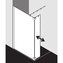 Kermi Pasa XP Seitenwand mit beweglichem Flügel PXT1L10020VAK 100x200cm, silber hochglanz, ESG klar, links, auf Duschwanne