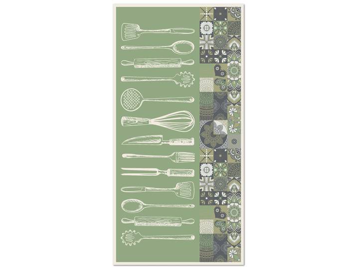 Tapis vinyle cuisine utensile cuisine vert 120x170cm