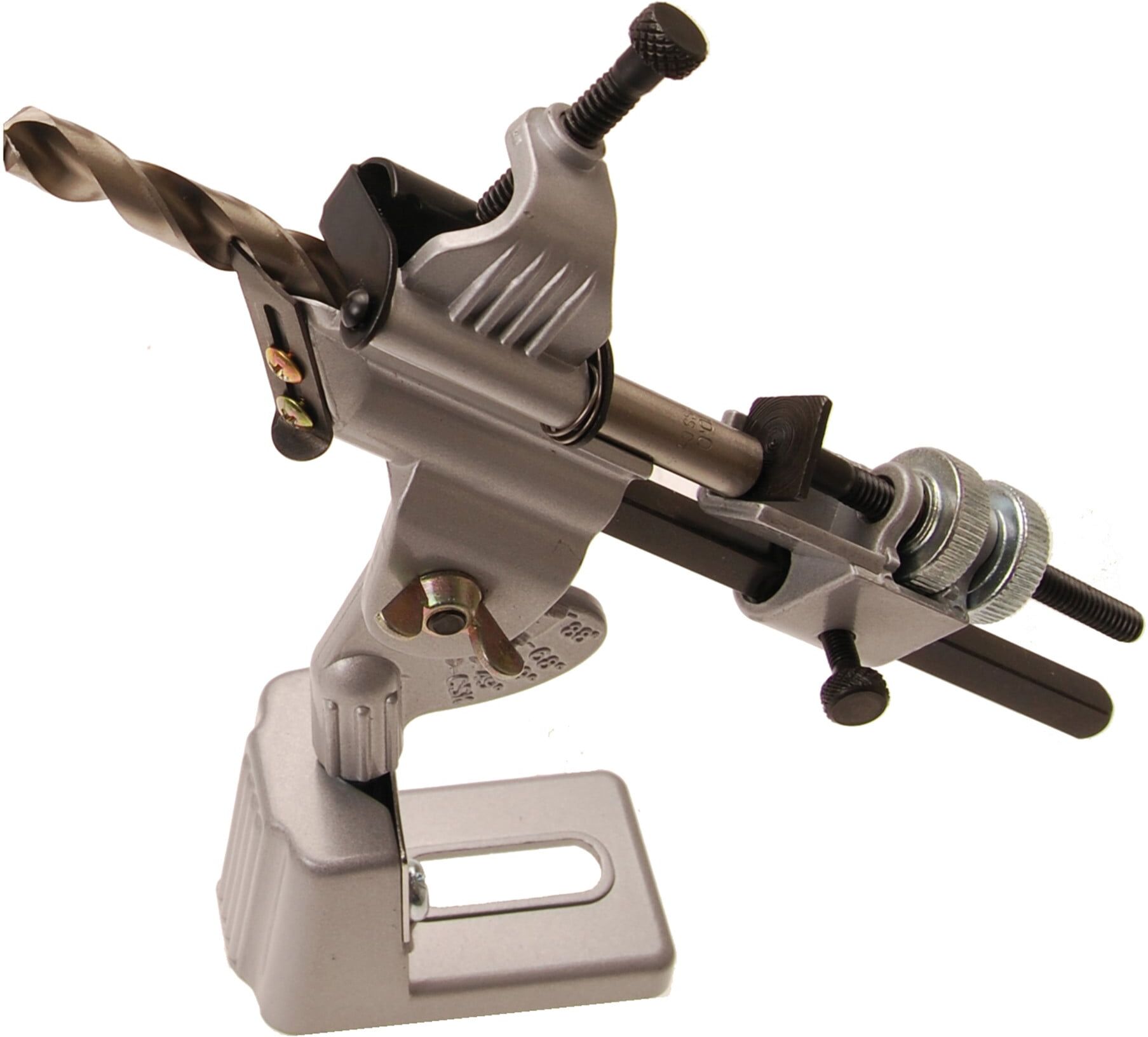 BGS technic Anschleifvorrichtung für Spiralbohrer Ã˜ 3 - 19 mm aus Kunststoff und Metall mit Schleifstein und Spannzangen für Bohrer, 3200)