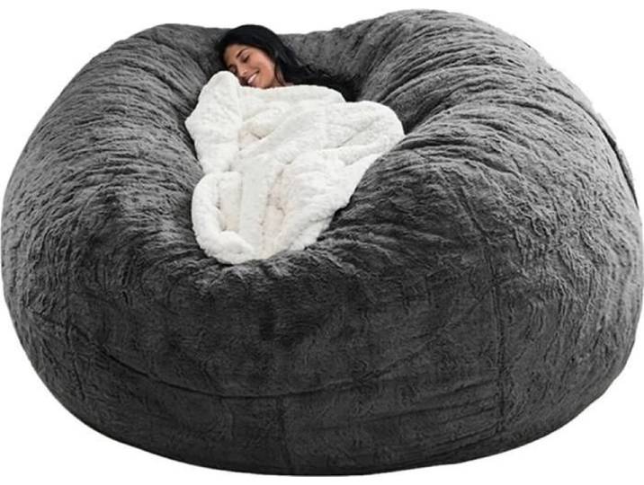 Housse de pouf multifonction (sans rembourrage) gris foncé 180*90cm