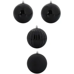 vidaXL Weihnachtskugel-Set 4 pcs Schwarz Kunststoff