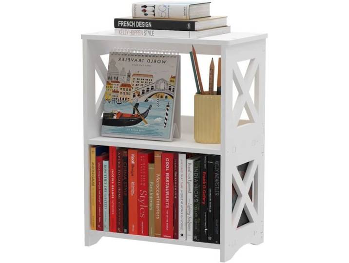 Table d'Appoint Table d'Appoint Étroite avec Étagère de Rangement Tables de Chevet Minimalistes Petite Bibliothèque Bibliothèque