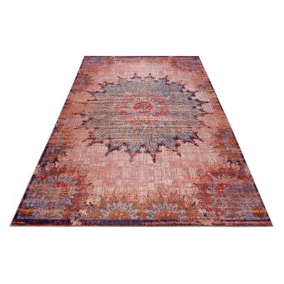 Teppich WECON HOME "Rooftop", bunt (blau), B:160cm H:6mm L:230cm, Baumwolle, Teppiche, Teppich, Vintage, Baumwolle, Kurzflor, Wohnzimmer, Schlafzimmer, Orient