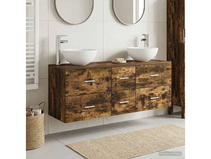 vidaXL Badezimmerschrank-Set 3 stk. Geräucherte Eiche