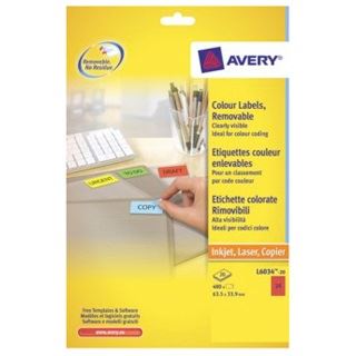 AVERY Zweckform 480 Etiketten L6034-20 rot 63,5 x 33,9 mm